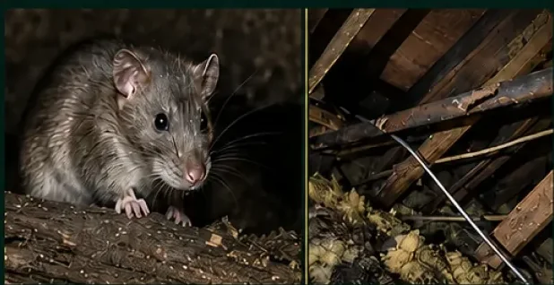 天井裏で発見されたネズミと被害状況